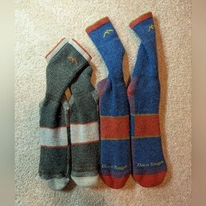 Darn Tough Two Pairs Men's Merino Wool Crew Length Hiking Outdoor Socks